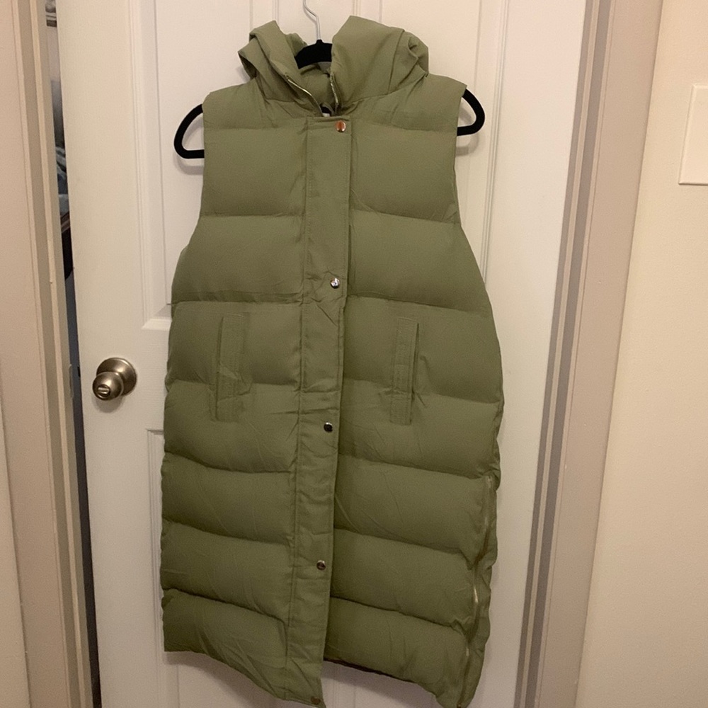 Long green vest